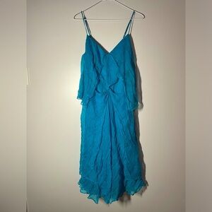 NWT vintage maxazria collection chiffon teal shift tiered dress size 10